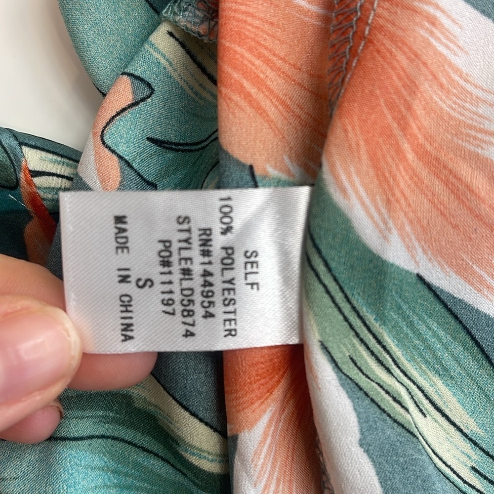 Luxxel Tropical Print Ruffle Wrap hi-low mermaid dress - Picture 7 of 7